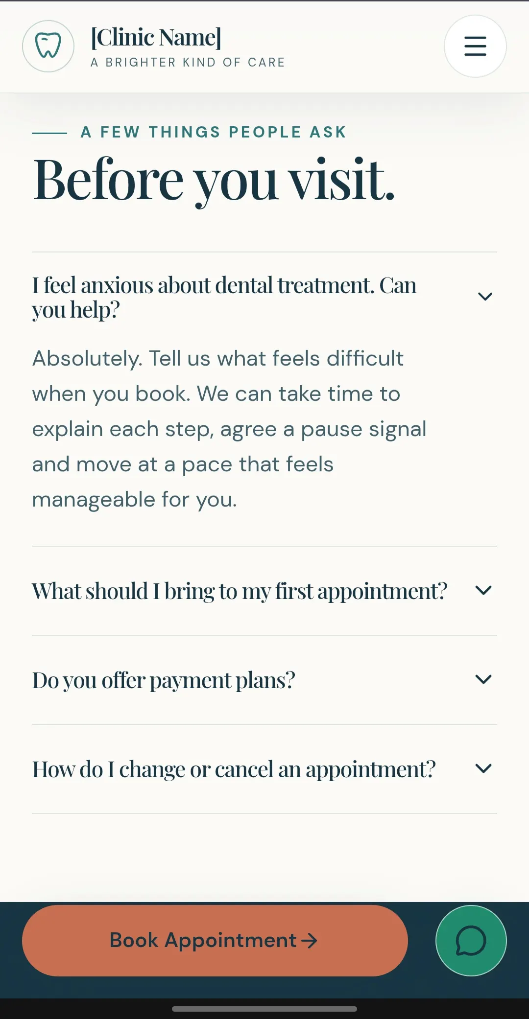 Frequently asked questions about dental treatment.