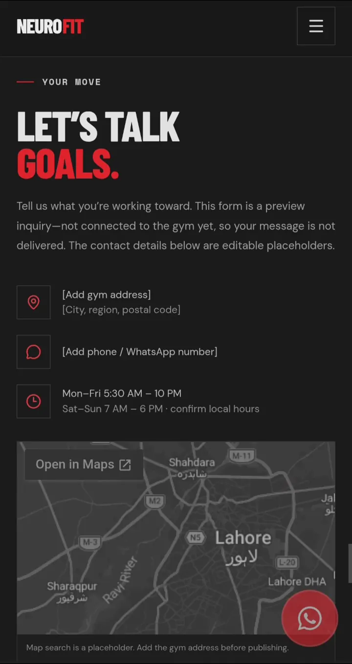 Fitness consultation contact section.